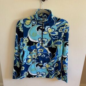 Floral Blue and Green Long Sleeve Top